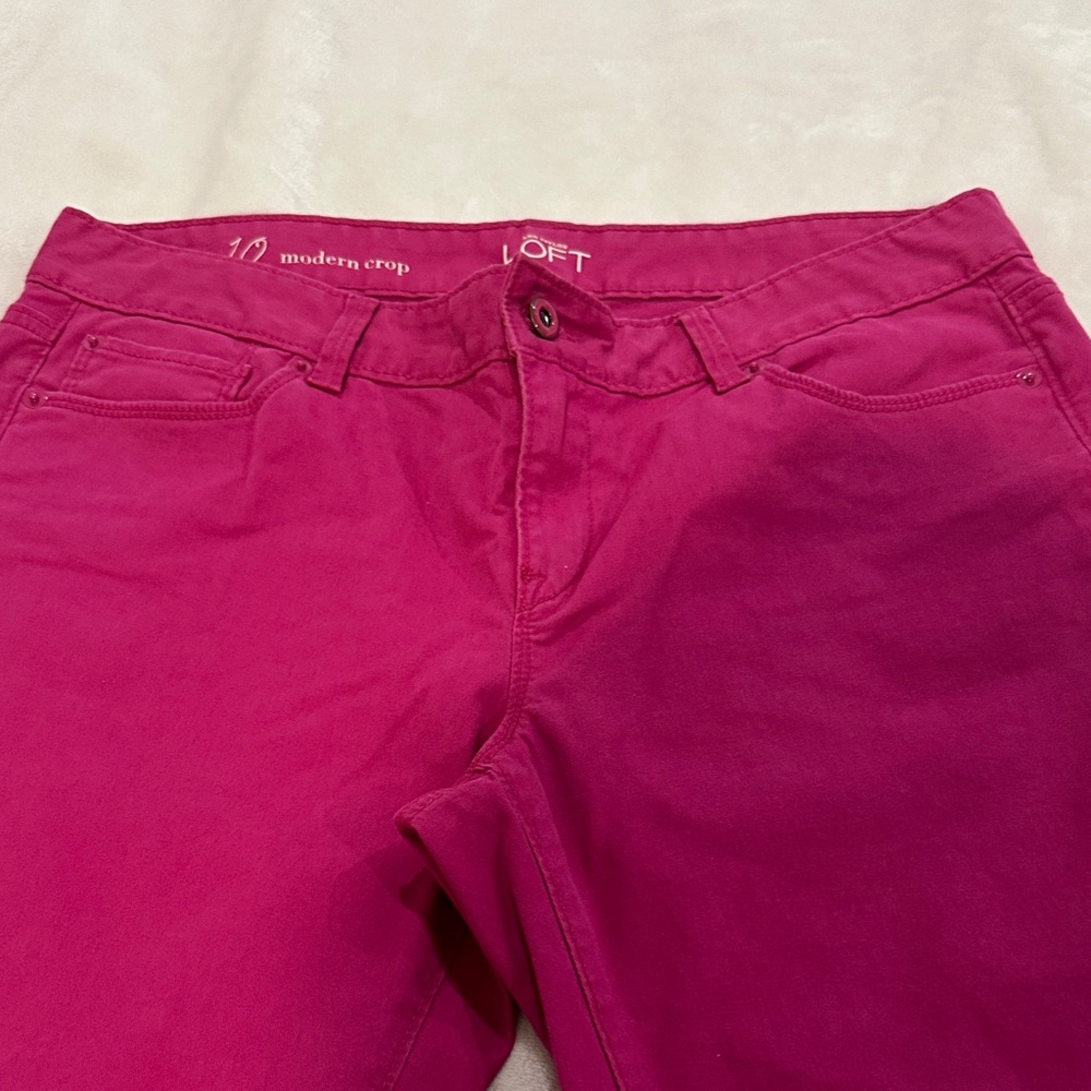 LOFT Fuchsia Modern Crop Pants